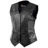 Xelement B340 Black Motorcycle Vest for Womens - Ladies Real Genuine Leather Biker Gilet