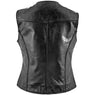 Xelement B340 Black Motorcycle Vest for Womens - Ladies Real Genuine Leather Biker Gilet
