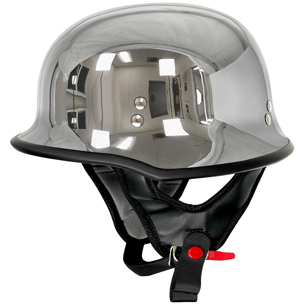 Outlaw Helmets T99 Siver Chrome German Style Motorcycle Half