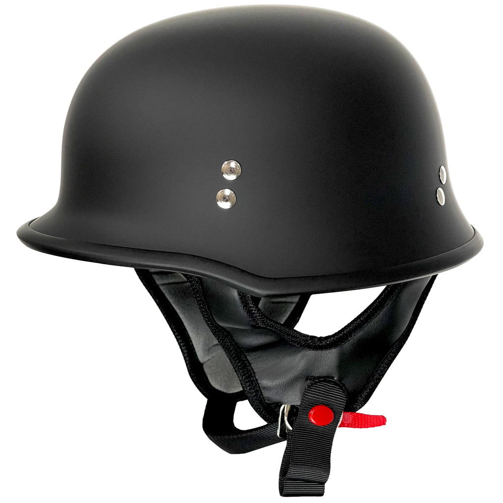 Outlaw Helmets T99 Matte Black German Style Motorcycle Half Helmet for Men & Women DOT Approved