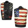 Xelement ‘Gold Series’ XS13002 Men's 'Stars and Stripes’ Black Leather MC Vest with USA Flag Liner