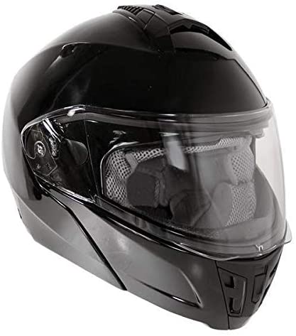 HAWK Helmets FX ST 11121 Glossy Black Modular Motorcycle Full Face Helmet for Men & Women with Dual Flip Up Sun Visor DOT Approved for Bike Scooter ATV UTV Chopper Skateboard