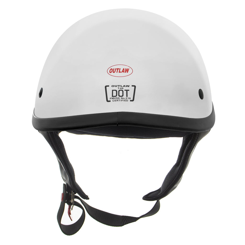gloss white half helmet motorcycle Outlaw Helmets T68 Glossy White Motorcycle Helmet for Men & Women DOT Approved