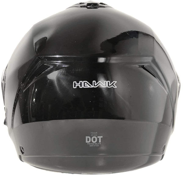 HAWK Helmets FX ST 11121 Glossy Black Modular Motorcycle Full Face Helmet for Men & Women with Dual Flip Up Sun Visor DOT Approved for Bike Scooter ATV UTV Chopper Skateboard