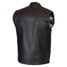Xelement ‘Gold Series’ XS13002 Men's 'Stars and Stripes’ Black Leather MC Vest with USA Flag Liner