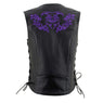 Xelement XS24005 Ladies ‘Gemma’ Black and Purple Leather Vest with Side Lace Adjustment