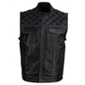 Xelement XS13003 Men's Black 'Stars and Stripes’ Leather Motorcycle Vest with USA Flag Liner