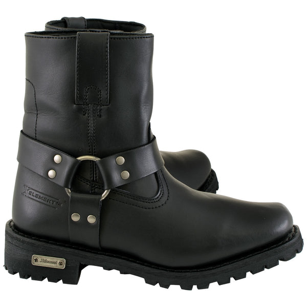Xelement 2502 'Shorty' Women's Black Zipper Harness Motorcycle Leather Boots
