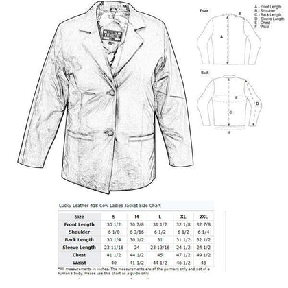 Ladies Lucky Leather 418-C Cowhide Leather Blazer with Double Button Closure