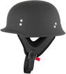 Outlaw Helmets N10 NOVELTY Matte Black German Style Motorcycle Half Helmet for Men & Women - Adult Unisex Skull Cap for Bike Scooter ATV UTV Chopper Skateboard (Medium)