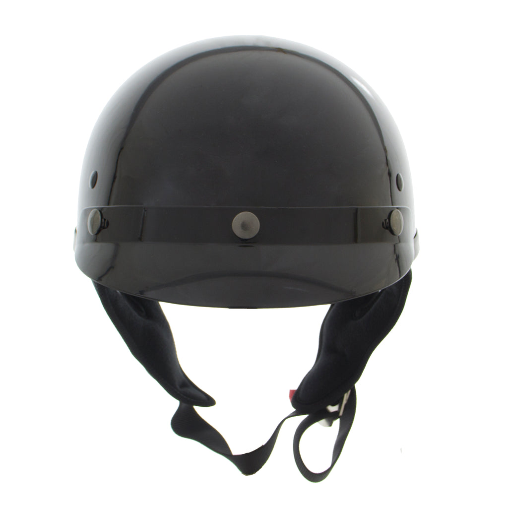 Outlaw Helmets T70 Glossy Black Motorcycle Half Helmet for Men & Women with Sun Visor DOT Approved
