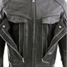 Xelement B4495 'Bandit' Men's Black Buffalo Leather Cruiser Motorcycle Jacket with X-Armor Protection