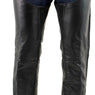 Xelement B7555 Classic Men's Black 'Braided' Elastic Fit Leather Chaps