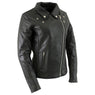 Xelement B8000 Black Motorcycle Leather Jacket for Women - Ladies Real Genuine Leather Biker Coat