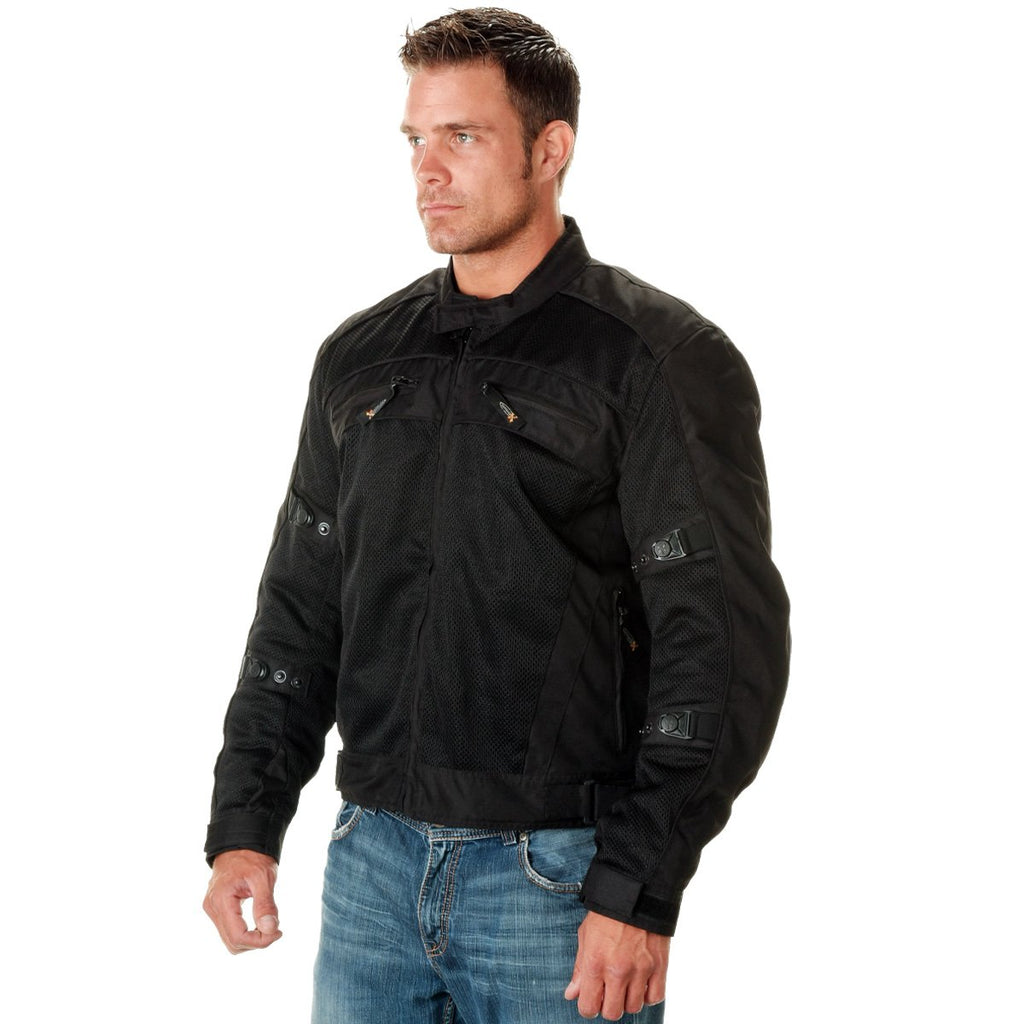 Xelement CF751 Black Tri-Tex Mesh Motorcycle Sport Jacket For Men with X  Armor Protection - Premium Lightweight Breathable Textile Biker Coat