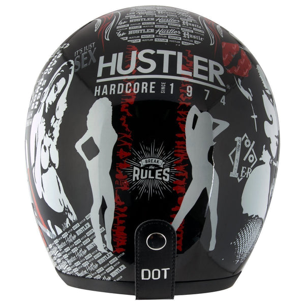 Outlaw Helmets HT50 Hustler Glossy Black Vegas Motorcycle Open Face Helmet for Men & Women DOT Approved - Adult Unisex Open Face Helmet for Bike ATV UTV Chopper Cruiser Skateboard