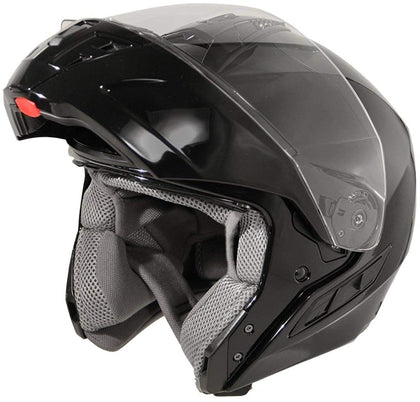 HAWK Helmets FX ST 11121 Glossy Black Modular Motorcycle Full Face Helmet for Men & Women with Dual Flip Up Sun Visor DOT Approved for Bike Scooter ATV UTV Chopper Skateboard