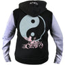 RideRDie Clothing RRLHD002 'Devil or Angel' Ladies Purple and Black Hoodie with Front Zipper Closure