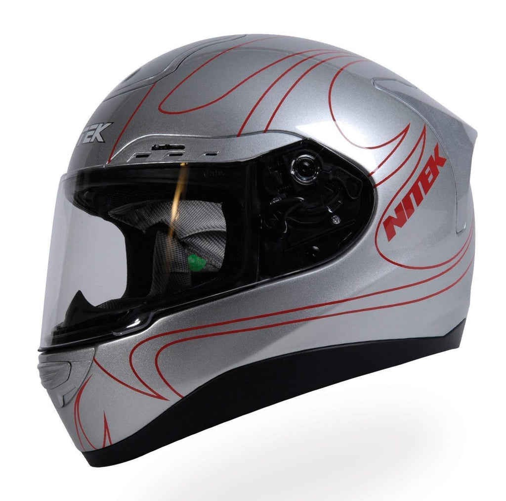 bell chrome bandito half face helmet Nitek P1 Glossy Silver Flame Graphic Full Face Motorcycle Street Helmet