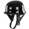 Outlaw Helmets N10 NOVELTY Glossy Black German Style Motorcycle Half Helmet for Men & Women - Adult Unisex Skull Cap for Bike Scooter ATV UTV Chopper (Medium)