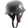 Outlaw Helmets N10 NOVELTY Black Iron Cross German Style Motorcycle Half Helmet for Men & Women - Adult Unisex Skull Cap for Bike Scooter ATV UTV Chopper Skateboard (Medium)