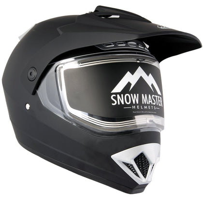 Snow Master TX45 Ultra Light Weight Flat Black Dual Sport Snowmobile Motorcycle Full Face Helmet for Men & Women - DOT Approved for Bike Scooter ATV UTV Chopper Skateboard
