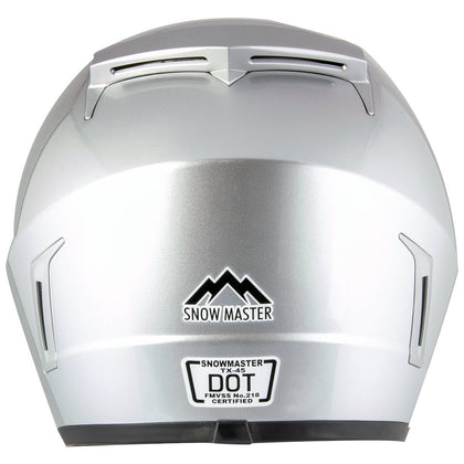 Snow Master TX45 Ultra Light Weight Silver Dual Sport Snowmobile Motorcycle Full Face Helmet for Men & Women - DOT Approved for Bike Scooter ATV UTV Chopper Skateboard