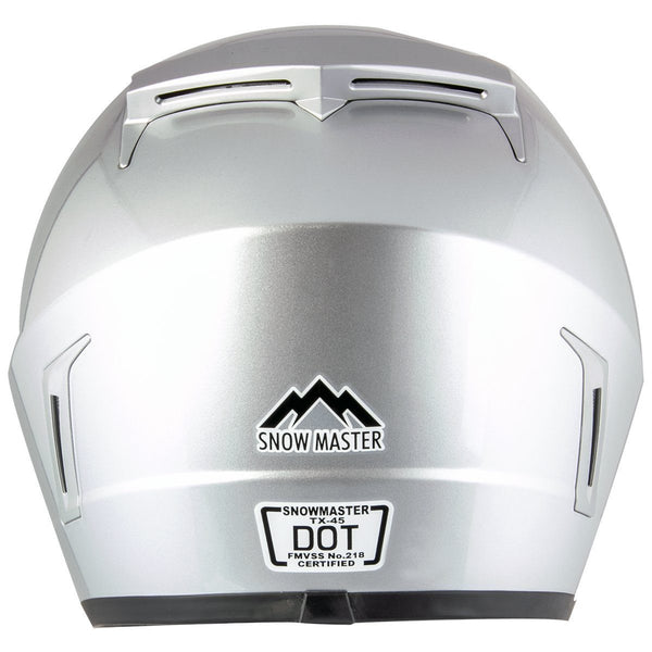 Snow Master TX45 Ultra Light Weight Silver Dual Sport Snowmobile Motorcycle Full Face Helmet for Men & Women - DOT Approved for Bike Scooter ATV UTV Chopper Skateboard