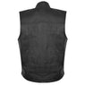 USA Leather 1205 Black Motorcycle Leather Vest with Gun Pockets for Men - 100% Genuine Light Weight Premium & Durable Thick Cowhide Biker Club Vest With 5 Snap Button Closure and Conceal Carry Pockets