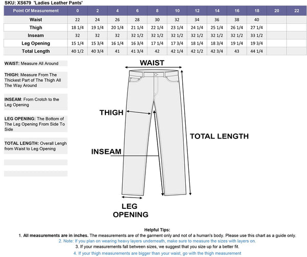 Xelement XS679 Ladies 'Nubile' Classic Black Buffalo Leather Pants