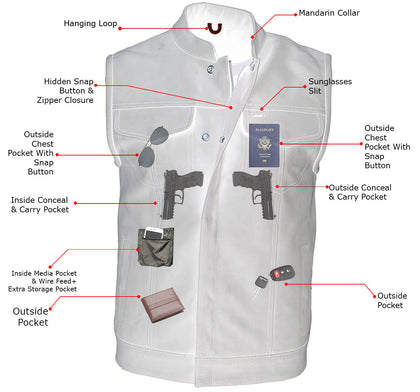 Xelement XS13001 Men's 'Barrage' Flat Black Club Leather Vest