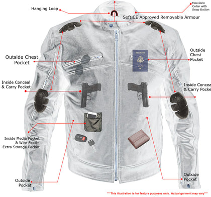 Xelement XSPR105 Men's 'The Racer' Black Armored Leather Racing Jacket