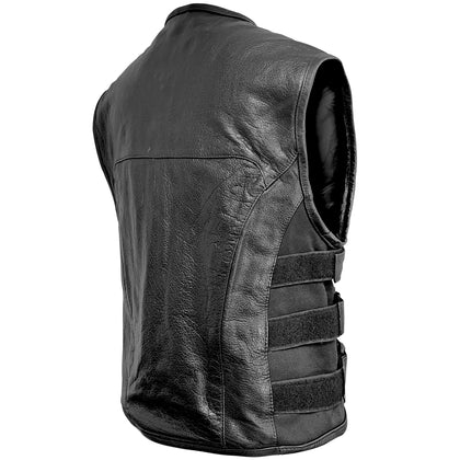 Xelement B95085 Black Leather Motorcycle Vest for Men - Advanced Triple ...