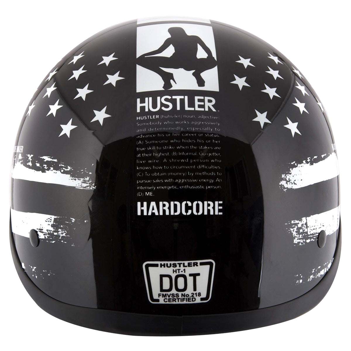 firefighter flag motorcycle half helmet Outlaw Helmets HT1 Hustler Glossy Black & White US Flag Half Helmet DOT Approved Motorcycle Half Helmet for Men & Women