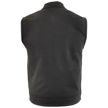 Xelement XS13001 Men's 'Barrage' Flat Black Club Leather Vest