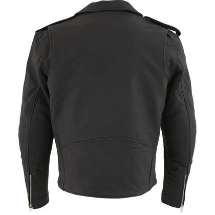 Xelement B7108 Men's 'Eazy' Flat Black Leather Jacket with Protective X-Armor