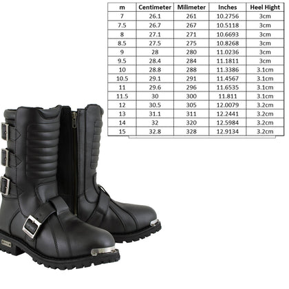 Xelement 1503 'Executioner' Men's Black Leather Motorcycle Boots