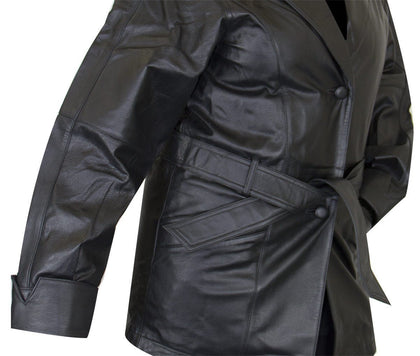 Ladies Lucky Leather 199 Cowhide Leather Coat with 2 Button Closure and Belt