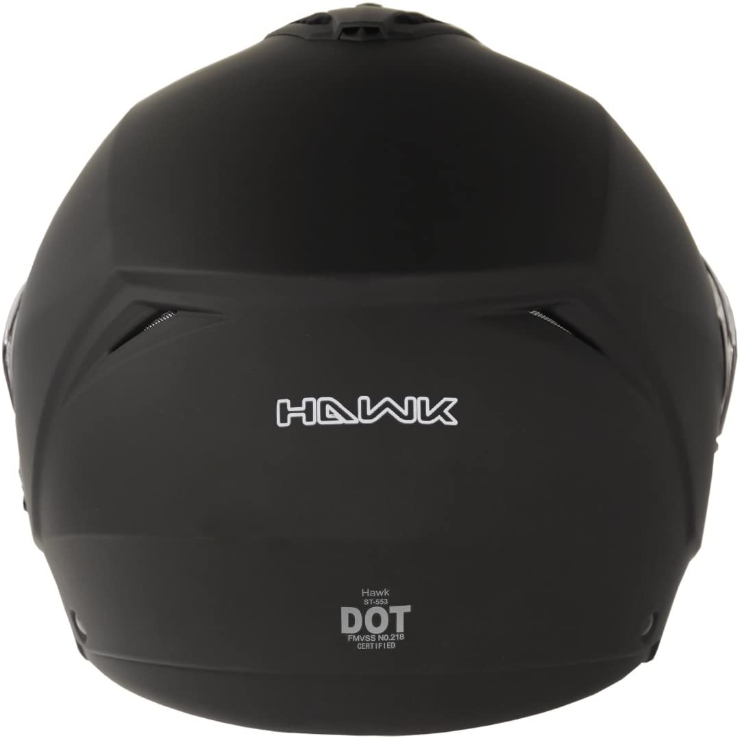 flip up motorcycle helmets with bluetooth made by hawk HAWK Helmets FX ST 11121 Matte Flat Black Modular Motorcycle Full Face Helmet for Men & Women with Dual Flip Up Sun Visor DOT Approved for Bike Scooter ATV UTV Chopper Skateboard