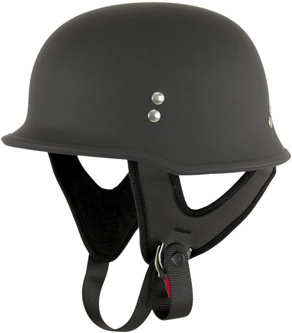 Outlaw Helmets N10 NOVELTY Matte Black German Style Motorcycle Half Helmet for Men & Women - Adult Unisex Skull Cap for Bike Scooter ATV UTV Chopper Skateboard (Medium)