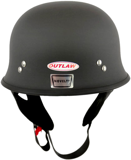 Outlaw Helmets N10 NOVELTY Black Iron Cross German Style Motorcycle Half Helmet for Men & Women - Adult Unisex Skull Cap for Bike Scooter ATV UTV Chopper Skateboard (Medium)