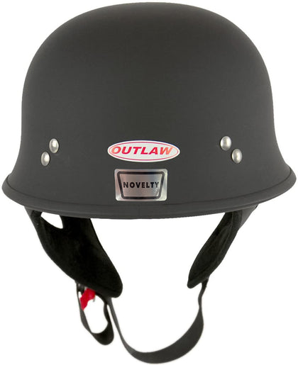 Outlaw Helmets N10 NOVELTY Matte Black German Style Motorcycle Half Helmet for Men & Women - Adult Unisex Skull Cap for Bike Scooter ATV UTV Chopper Skateboard (Medium)