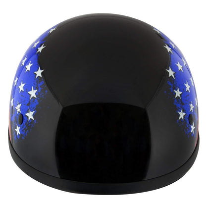 Outlaw Helmets HT1 Hustler Glossy Black & Color US Flag Motorcycle Half Helmet for Men & Women DOT Approved - Adult Unisex Skull Cap for Bike ATV UTV Chopper Cruiser Skateboard