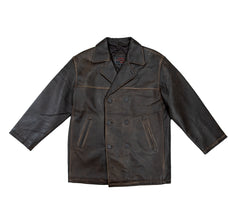 Lucky Leather 800 Brown Distressed Mens Double Breasted