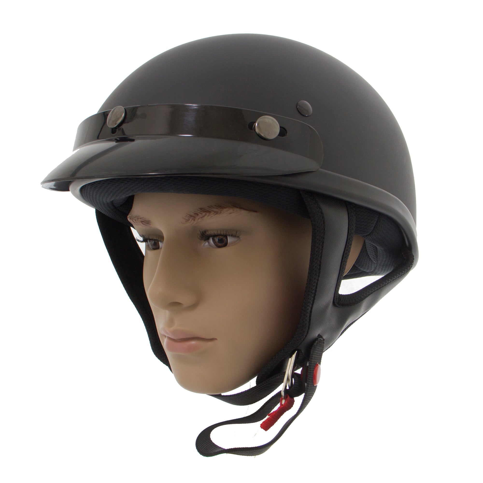 Outlaw Helmets T68 Matte Black Motorcycle Half Helmet for Men