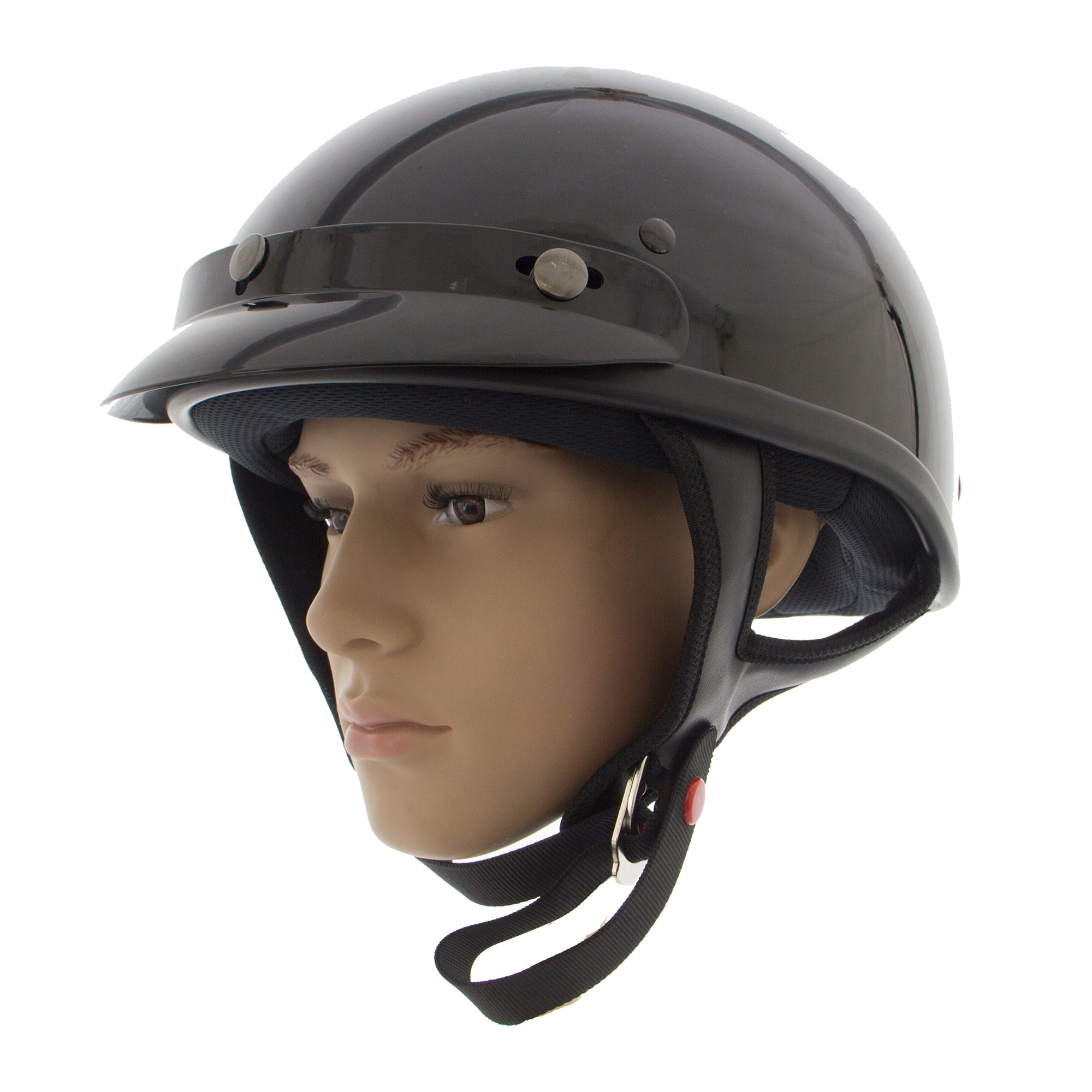 glossy black motorcycle helmet Outlaw Helmets T70 Glossy Black Motorcycle Half Helmet for Men & Women with Sun Visor DOT Approved
