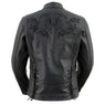 Xelement XS2030 Women's 'Gemma' Solid Black Leather Embroidered Jacket with X-Armor Protection