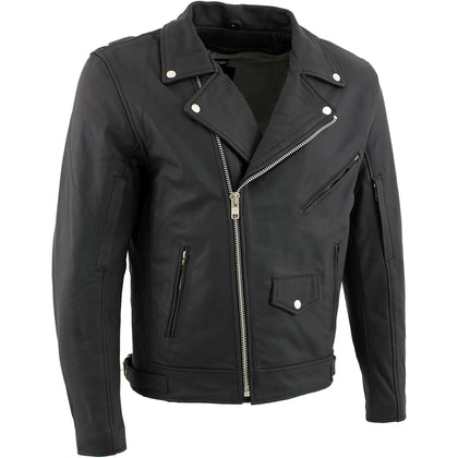 Xelement BXU10580 Men's 'Reaper' Matte Black Leather Moto Jacket