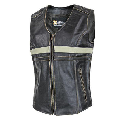 Xelement BXU1903VT Women's Brown Leather Touring Biker Vest