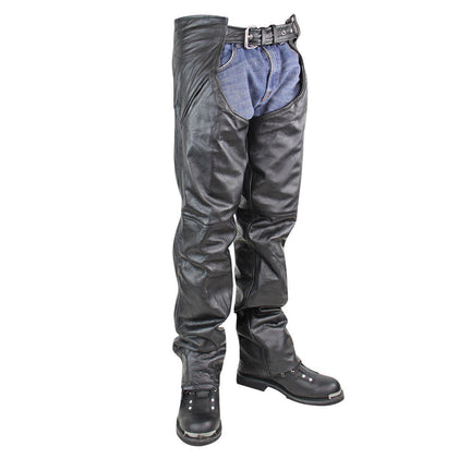 Xelement BXU3026CL 'Drifter' Men's Black Leather Chaps